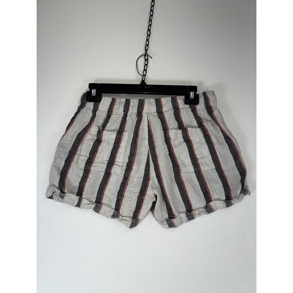 Just Living Shorts Womens Small Stripe Linen Blend Drawstring Summer Casual - Picture 2 of 6